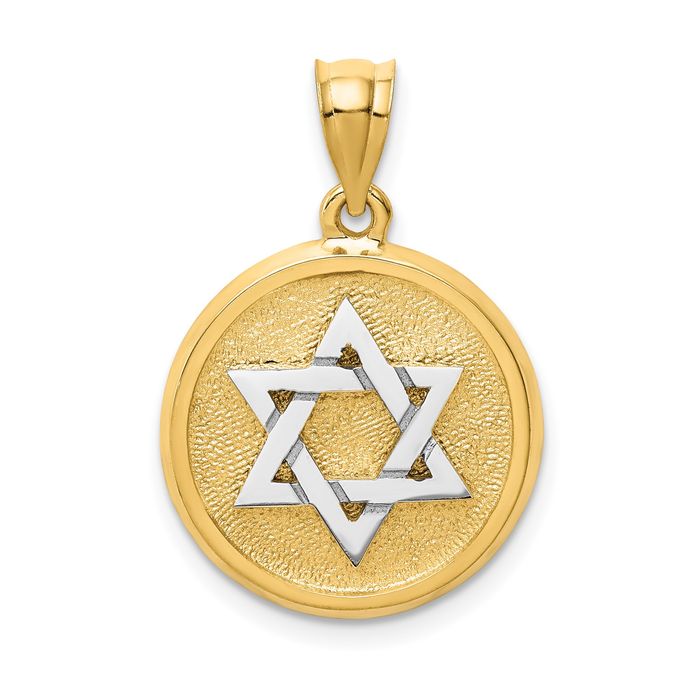14K Solid Two Tone Gold Star of David Necklace - Picture 11 of 12