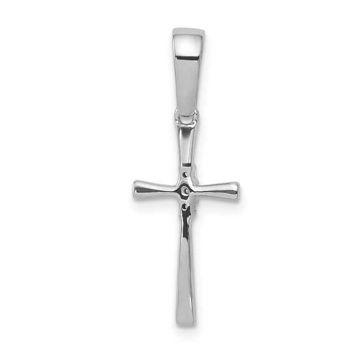 14K Solid White Gold Diamond Latin Mexican Holy Cross Necklace Religious Chain Pendant Jesus Christ Charm