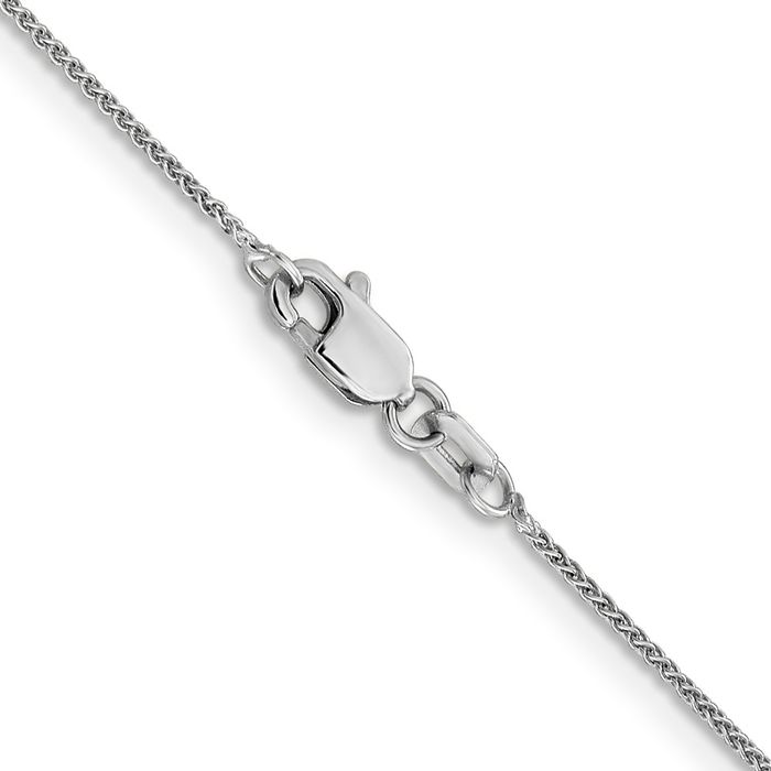 14K Solid White Gold 0.8mm Spiga Wheat Link Chain Necklace