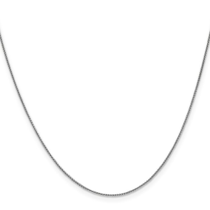 14K Solid White Gold 0.8mm Spiga Wheat Link Chain Necklace