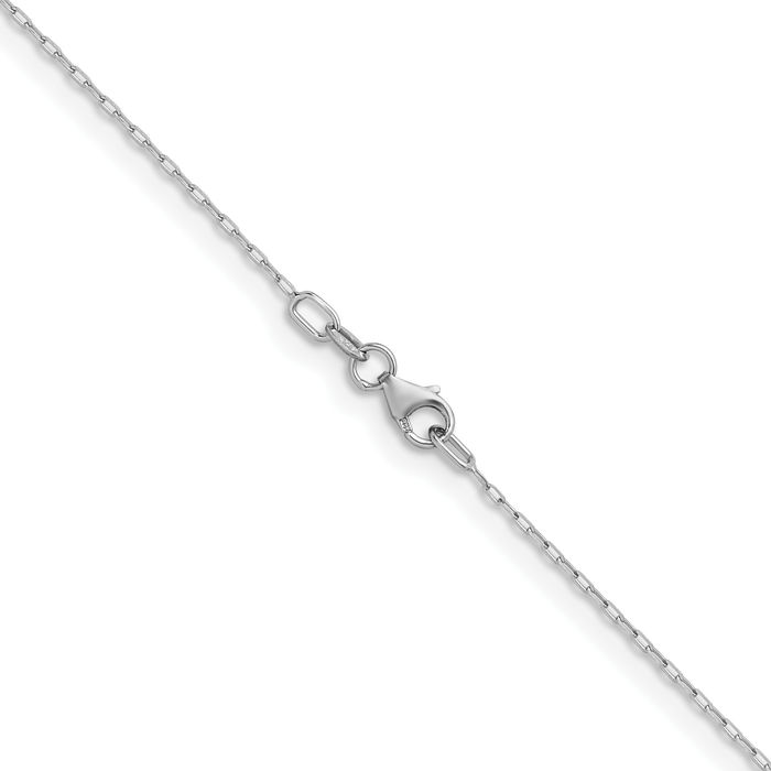 14K Solid White Gold 0.9mm Cable Rolo Link Chain Belcher Necklace