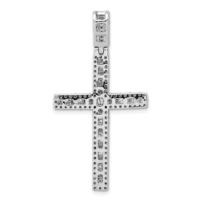 14K Solid White Gold Diamond Latin Mexican Holy Cross Necklace Religious Chain Pendant Jesus Christ Christian Charm