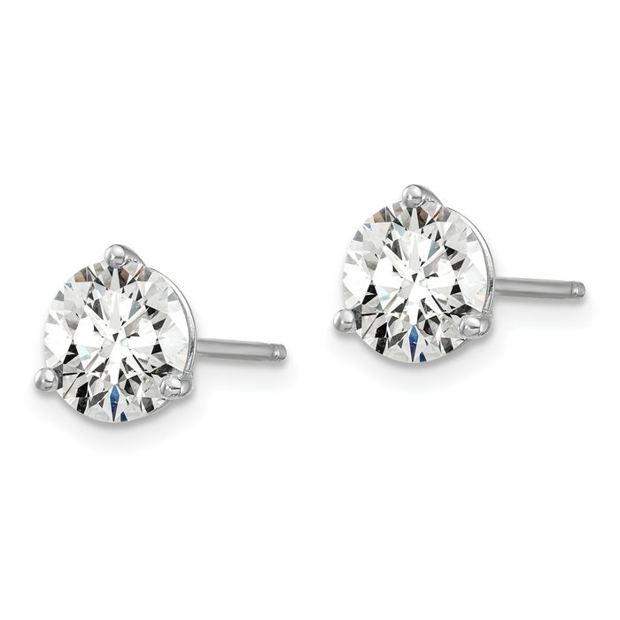 14K Solid White Gold Round Lab Diamond Stud Earrings