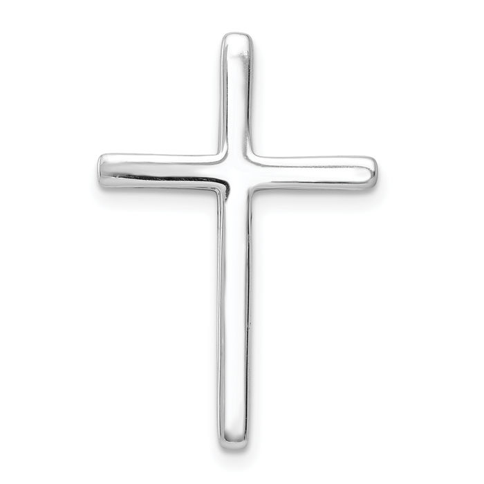 14K Solid White Gold Diamond Latin Mexican Holy Cross Floating Chain Slide Pendant Necklace Religious Jesus Christ Charm