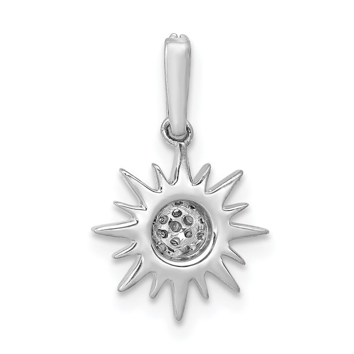 14K Solid White Gold Diamond Sun Crescent Moon Star Necklace Chain Pendant Charm Celestial Jewelry