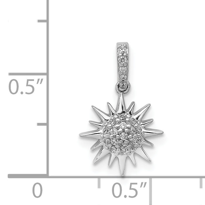 14K Solid White Gold Diamond Sun Crescent Moon Star Necklace Chain Pendant Charm Celestial Jewelry