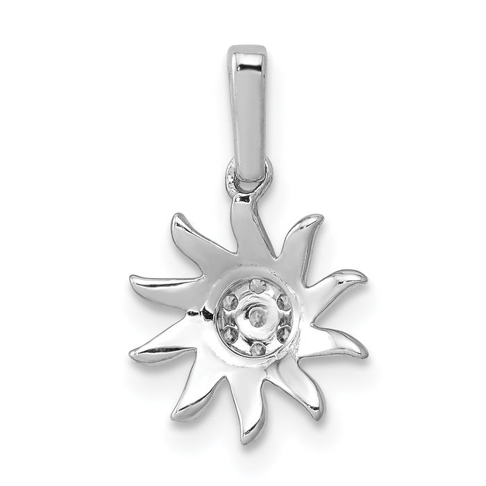 14K Solid White Gold Diamond Sun Necklace Sunshine Pendant Sunburst Charm Celestial Jewelry