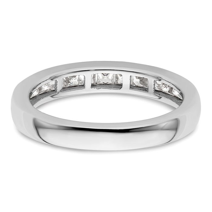14K Solid White Gold Princess-Cut Square Diamond Channel-set Wedding Band Ring