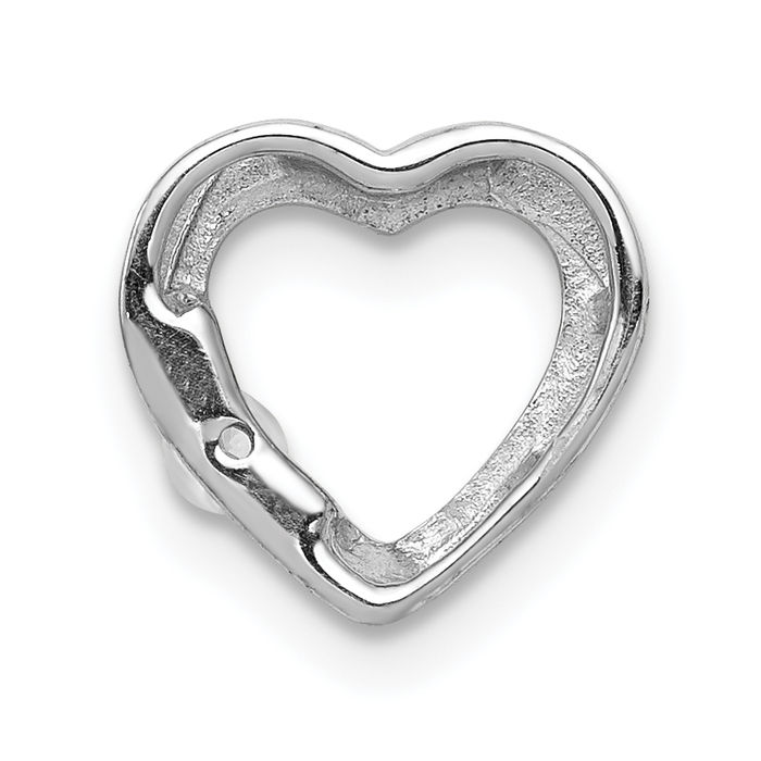 14K Solid White Gold Diamond Heart Floating Chain Slide Pendant Solitaire Necklace Charm