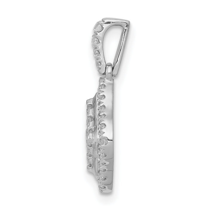 14K Solid White Gold Diamond Necklace Chain Pendant Charm