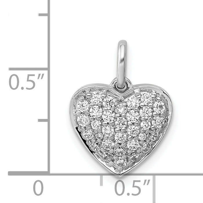 14K Solid White Gold Diamond Heart Necklace Love Pendant Charm