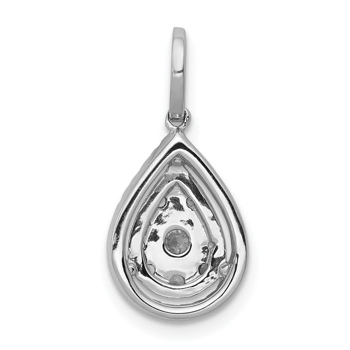 14K Solid White Gold Diamond Teardrop Necklace Pear Pendant Charm