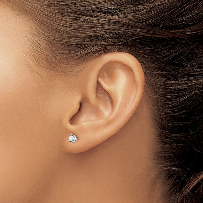 14K Solid White Gold Round Lab Diamond Stud Earrings
