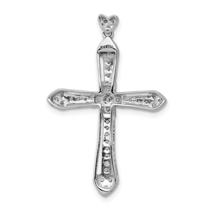 14K Solid White Gold Diamond Holy Cross Necklace Religious Chain Pendant Jesus Christ Charm