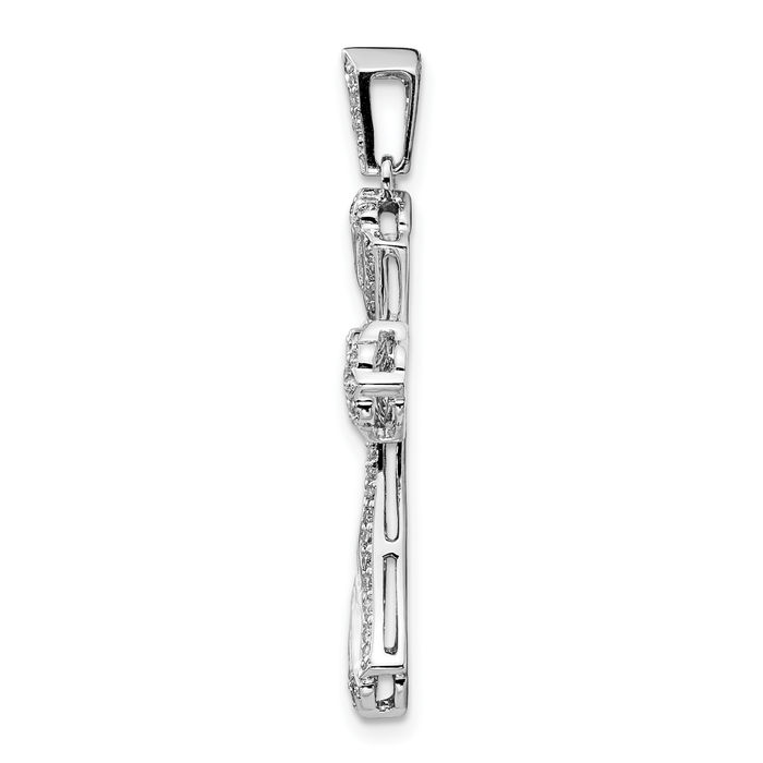 14K Solid White Gold Diamond Holy Cross Necklace Religious Chain Pendant Jesus Christ Charm