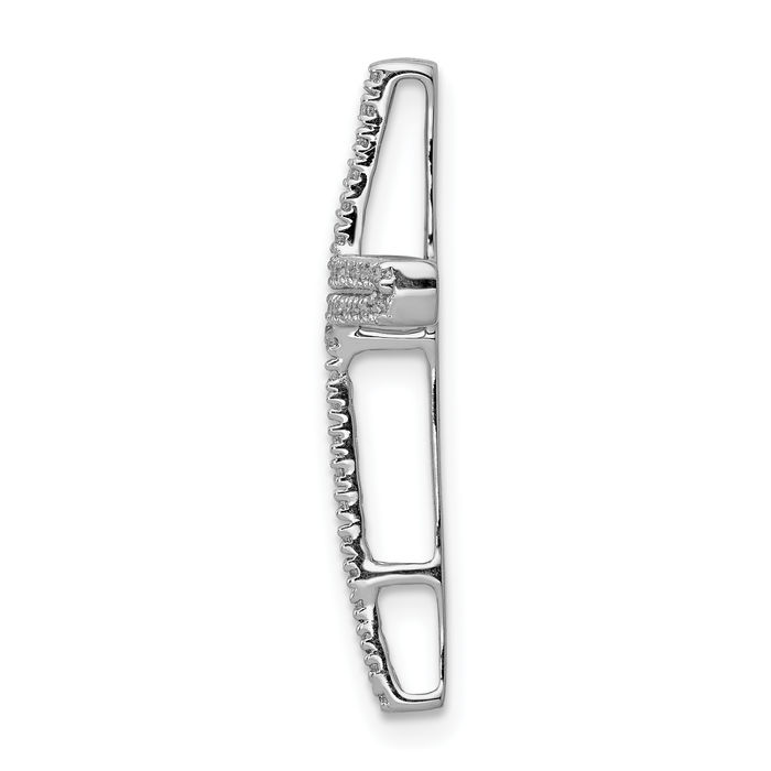 14K Solid White Gold Diamond Latin Mexican Holy Cross Floating Chain Slide Pendant Necklace Religious Jesus Christ Charm