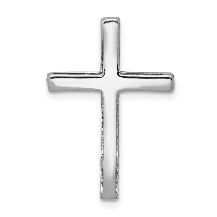 14K Solid White Gold Diamond Latin Mexican Holy Cross Floating Chain Slide Pendant Necklace Religious Jesus Christ Charm