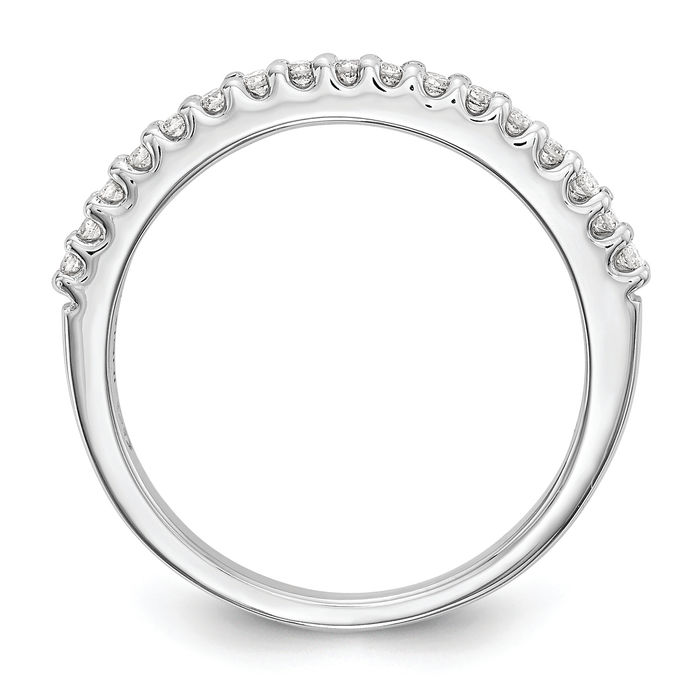 14K Solid White Gold Diamond Wedding Band Ring