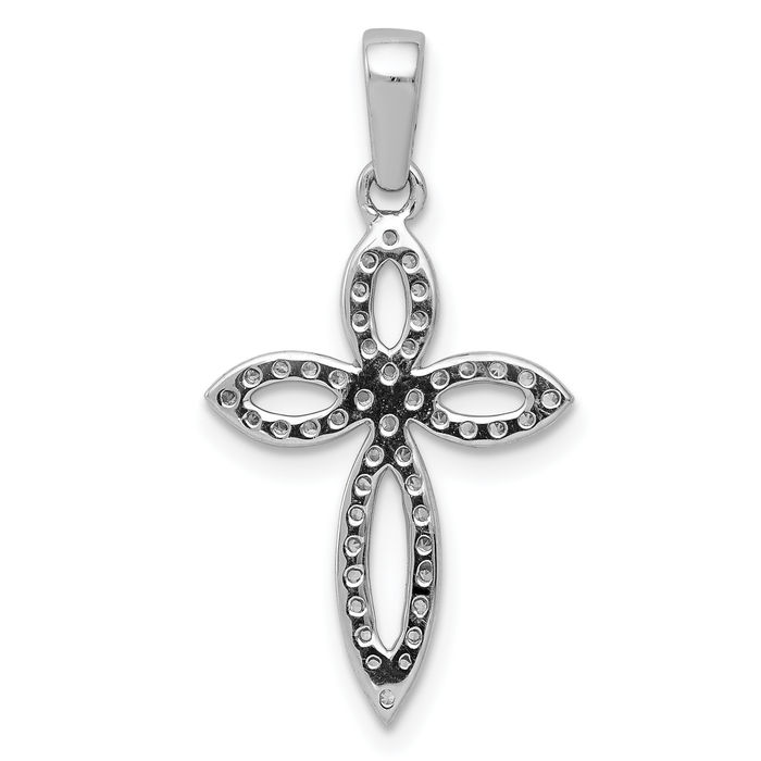 14K Solid White Gold Diamond Holy Cross Necklace Religious Chain Pendant Jesus Christ Charm