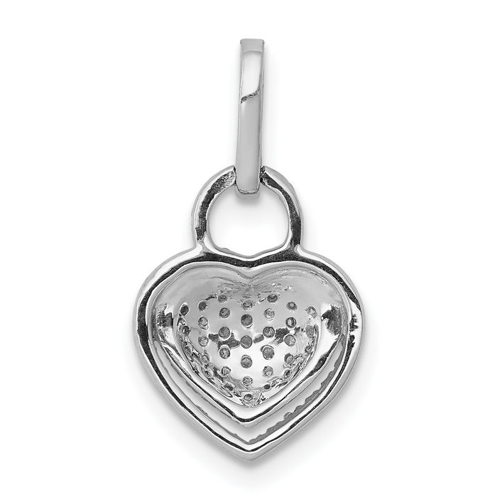 14K Solid White Gold Diamond Heart Necklace Love Pendant Charm