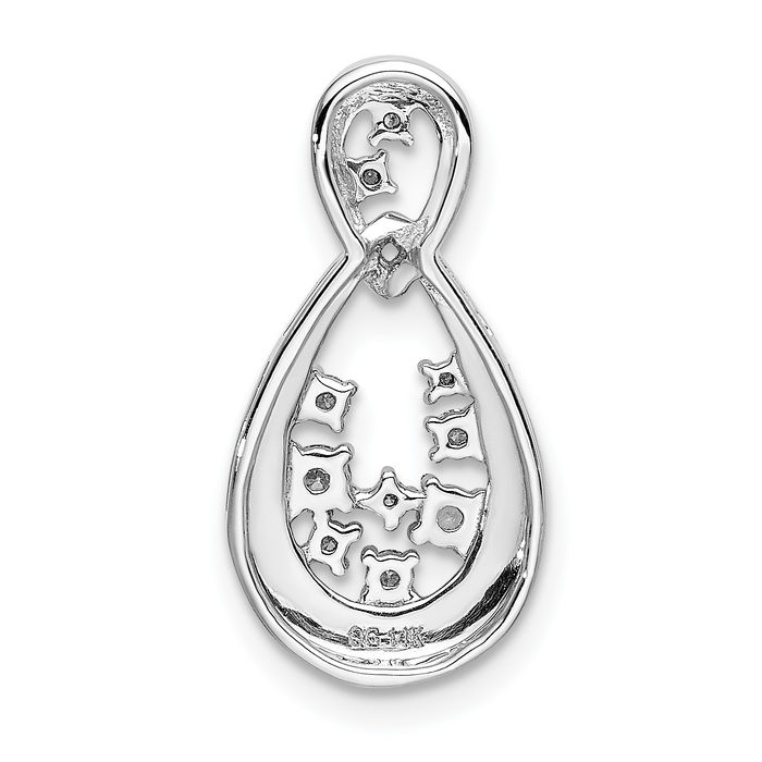 14K Solid White Gold Diamond Teardrop Necklace Pear Pendant Charm