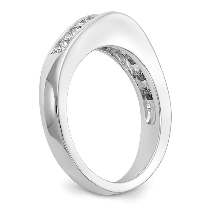 14K Solid White Gold Channel-set Princess-Cut Square Diamond Wedding Band Ring