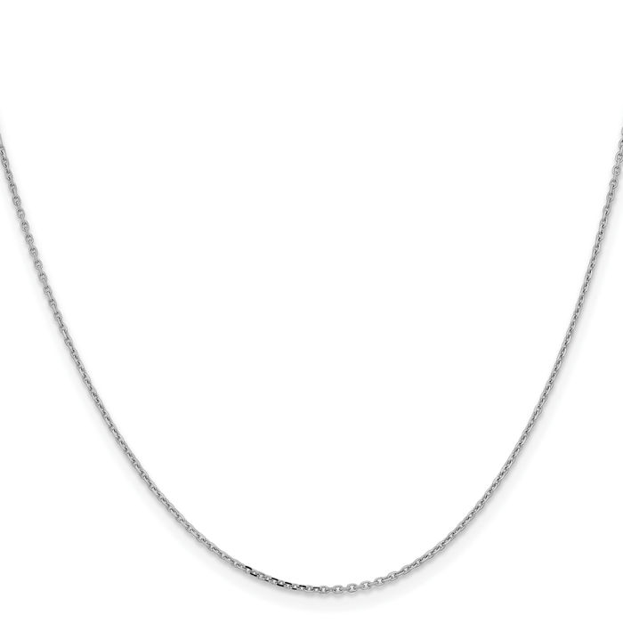 14K Solid White Gold 1.05mm Cable Rolo Link Chain Belcher Necklace