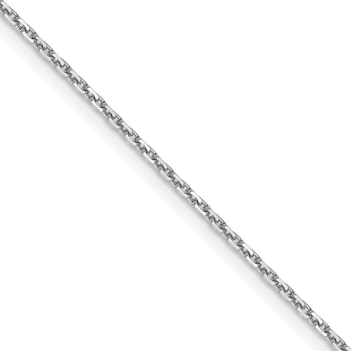 14K Solid White Gold 1.05mm Cable Rolo Link Chain Belcher Necklace