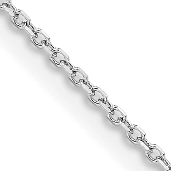 14K Solid White Gold 1.05mm Cable Rolo Link Chain Belcher Necklace