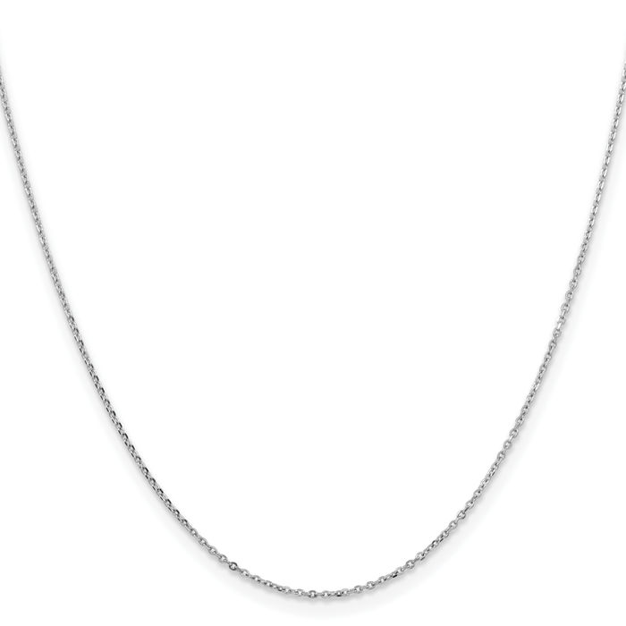 14K Solid White Gold 1.05mm Cable Rolo Link Chain Belcher Necklace