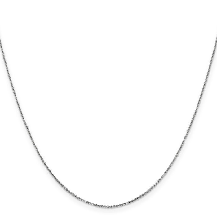 14K Solid White Gold 1mm Cable Rolo Link Chain Belcher Necklace