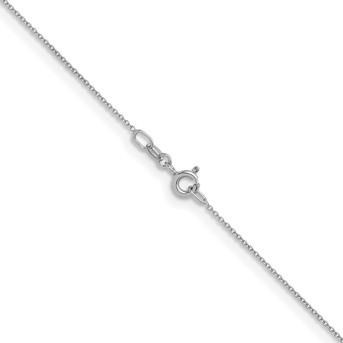 14K Solid White Gold 1.1mm Cable Rolo Link Chain Belcher Necklace