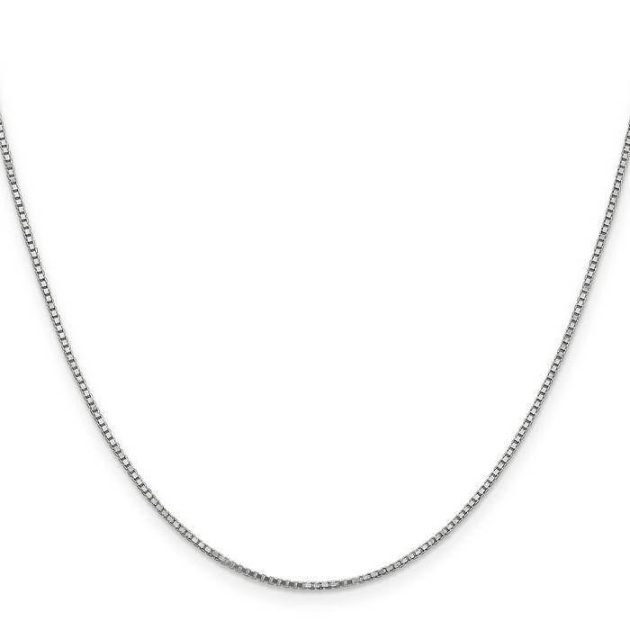 14K Solid White Gold 1.1mm Box Link Chain Necklace