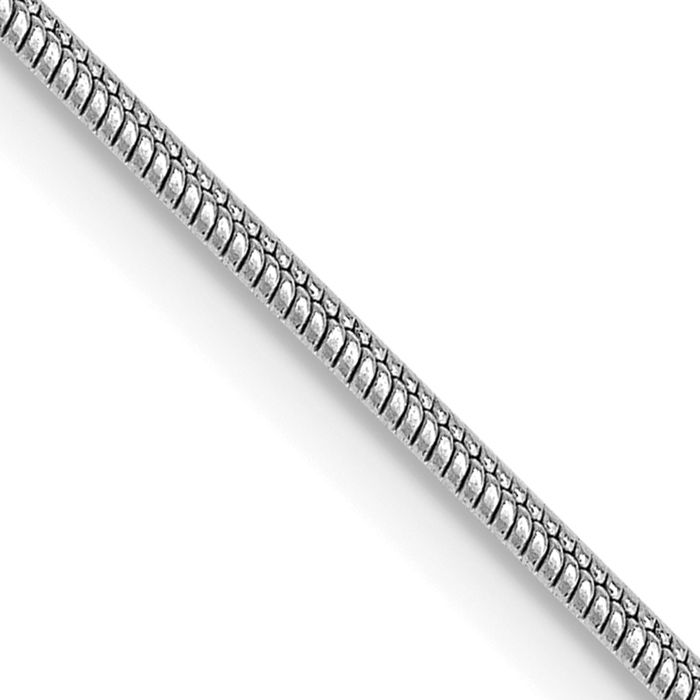 14K Solid White Gold 1.1mm Round Cubetto Omega Snake Chain Herringbone Necklace