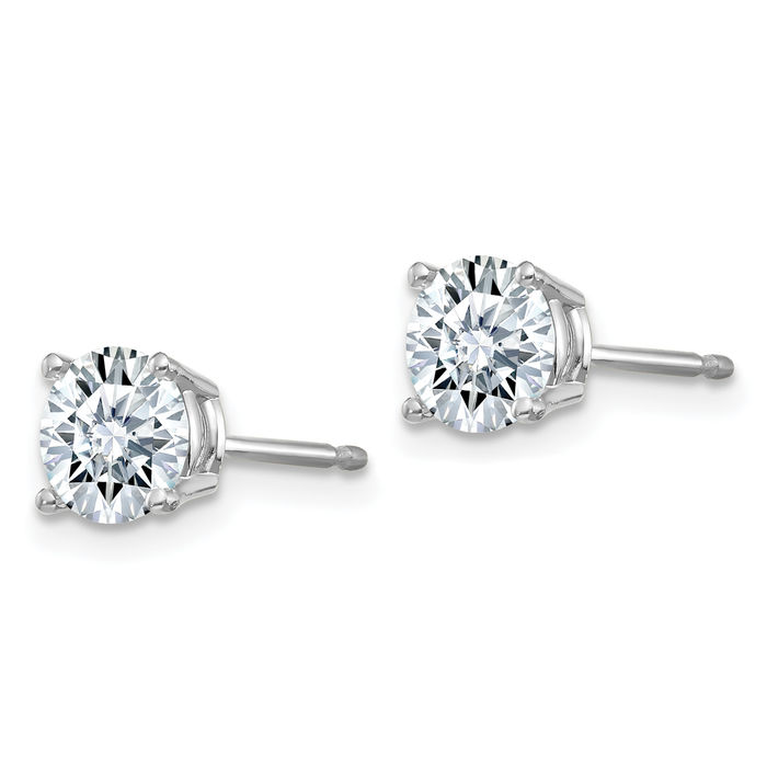 14K Solid White Gold 5.5mm Round Solitaire Moissanite Stud Earrings