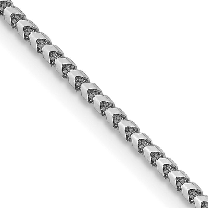 14K Solid White Gold 1.25mm Franco Link Chain Necklace