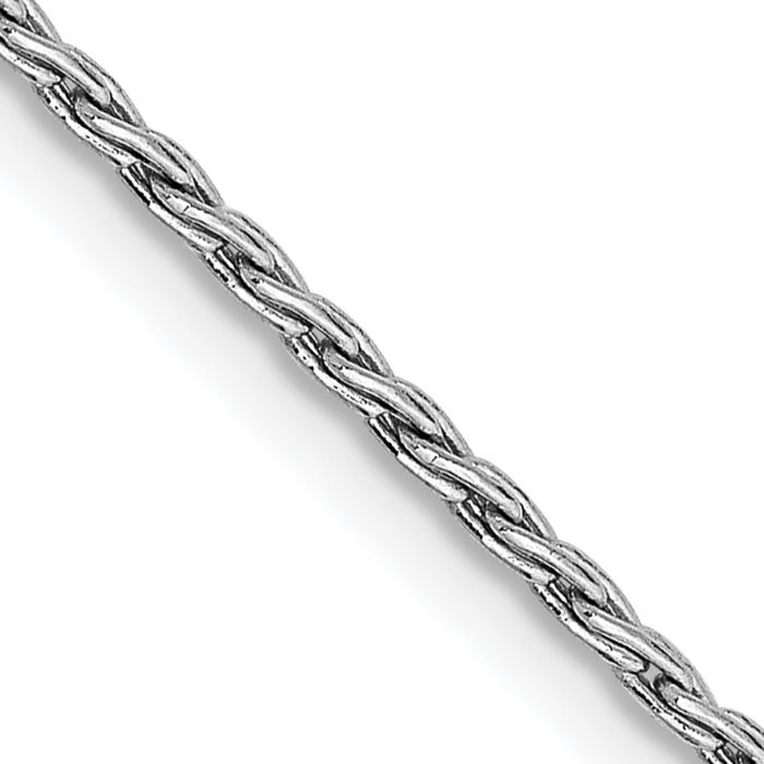 14K Solid White Gold 1.25mm Round Parisian Spiga Wheat Link Chain Necklace