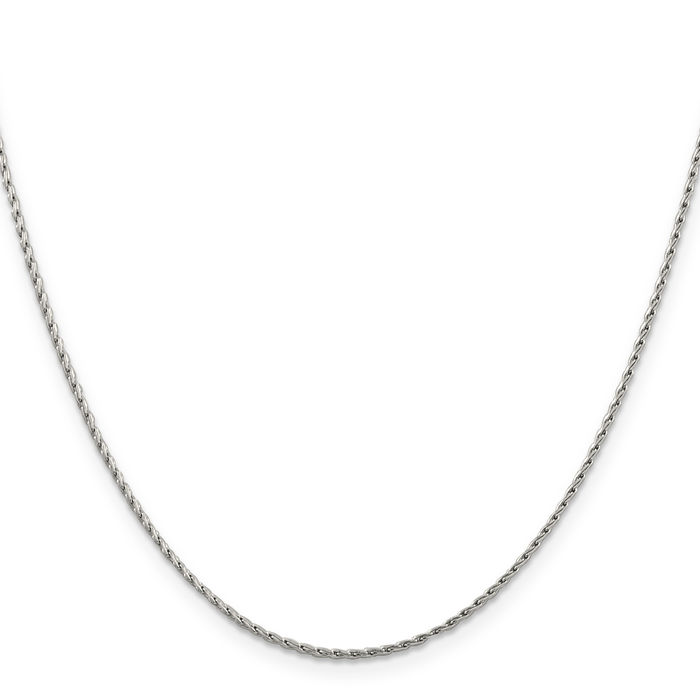 14K Solid White Gold 1.25mm Round Parisian Spiga Wheat Link Chain Necklace