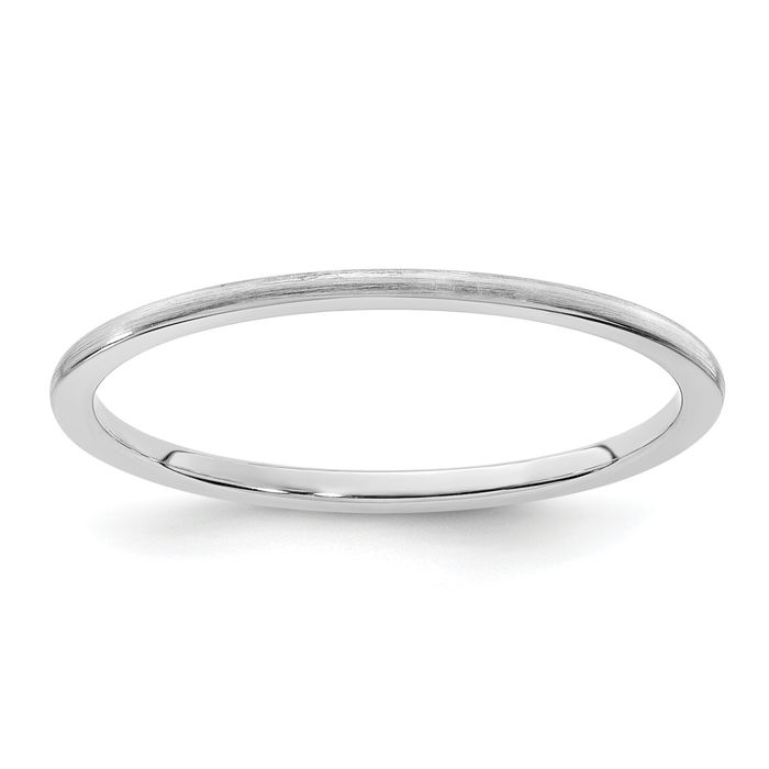 14K Solid White Gold 1.2mm Half Round Stacking Classic Wedding Band Statement...