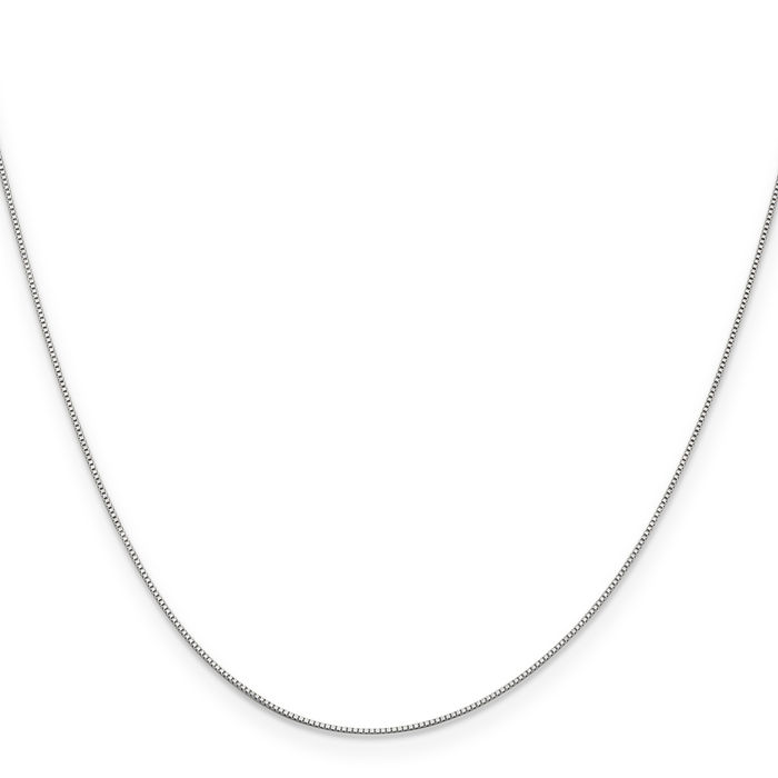 14K Solid White Gold 0.5mm Box Link Chain Necklace