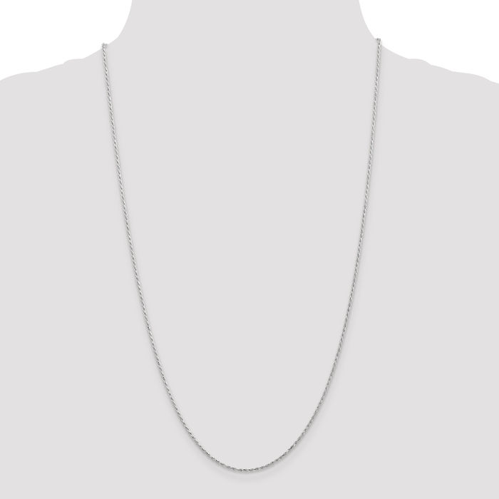 14K Solid White Gold 1.3mm Rope Chain Twisted Link Necklace