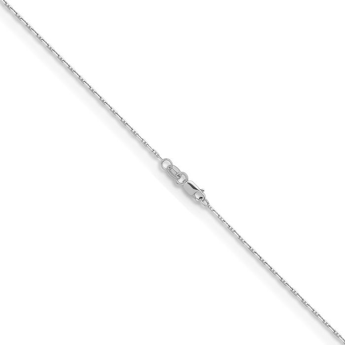 14K Solid White Gold 1.3mm Anchor Mariner Link Chain Necklace