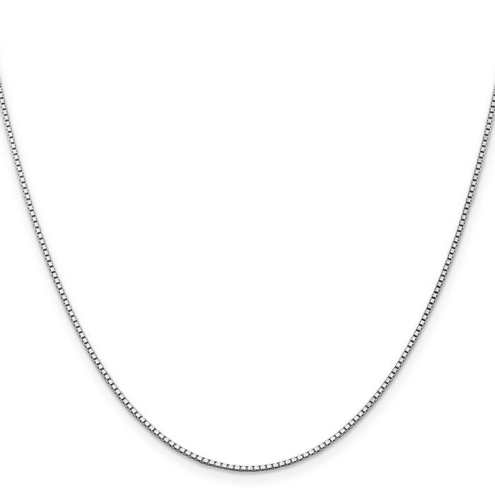 14K Solid White Gold 1.3mm Box Link Chain Necklace