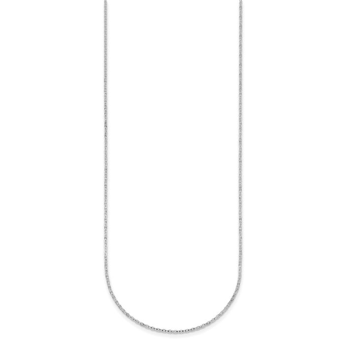 14K Solid White Gold 1.3mm Cable Rolo Link Chain Belcher Necklace