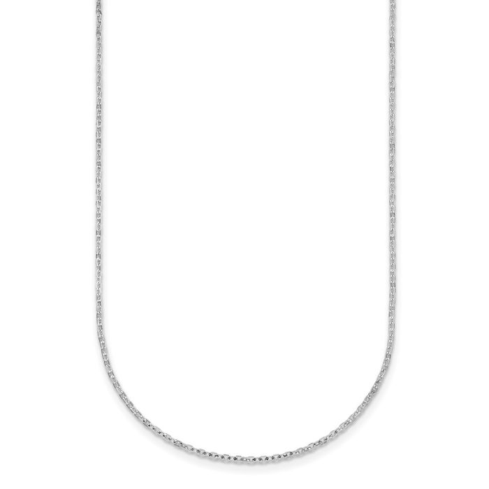 14K Solid White Gold 1.3mm Cable Rolo Link Chain Belcher Necklace