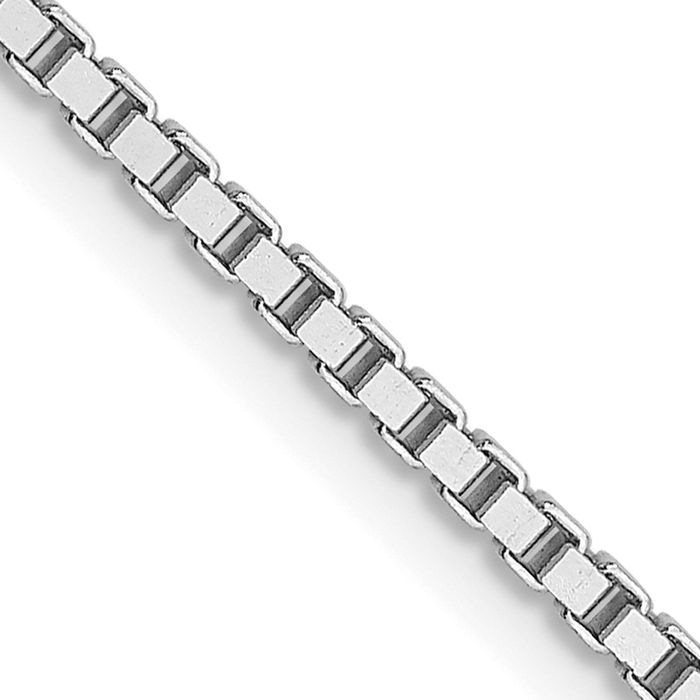 14K Solid White Gold 1.3mm Box Link Chain Necklace