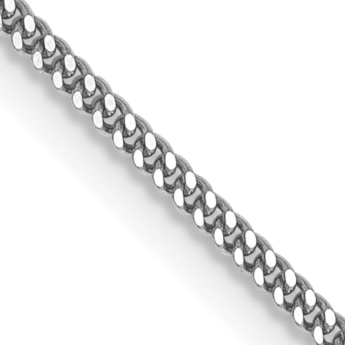 14K Solid White Gold 1.4mm Curb Link Chain Necklace