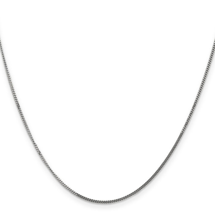 14K Solid White Gold 1.4mm Curb Link Chain Necklace