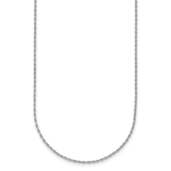 14K Solid White Gold 1.3mm Rope Chain Twisted Link Necklace