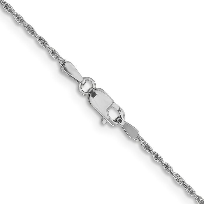 14K Solid White Gold 1.3mm Rope Chain Twisted Link Necklace